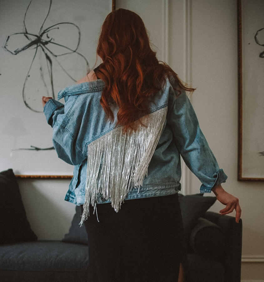 DIY and upcycled jean jacket.